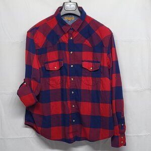Jachs Girlfriend Flannel Shirt Bea Womens XXL Snap Button Roll Tab Sleeve Plaid